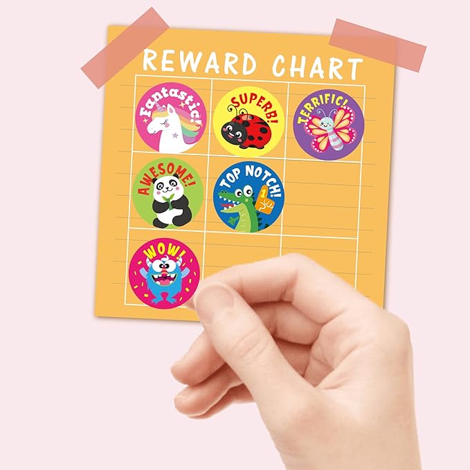 Gooji Small Reward Stickers for Kids, 1008 Pc. Sticker Pack for Teachers, Classroom, Motivational Class Supplies for Students, Boy Girl Toddler Good Job Incentive Behavior School Chart, 1” Round