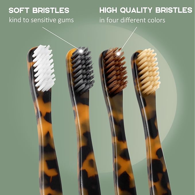 Biodegradable Eco-Friendly Cellulose Acetate Toothbrushes - 8 Count