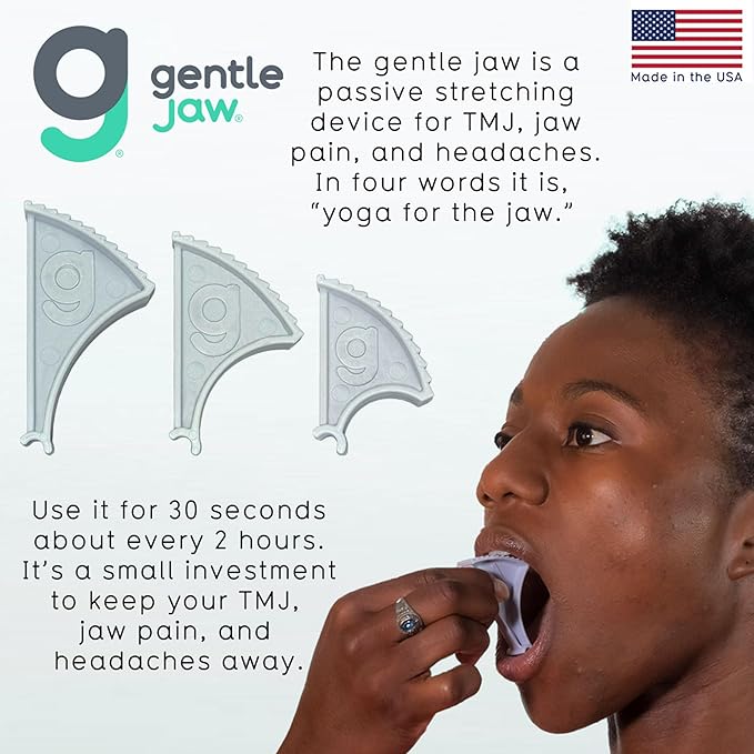 Pain Relief Device for Bruxism TMJ Headache Migraine Caused by Tight Jaw Muscles. Use it to Passively Stretch and Relax Your Jaw Muscles. We Call it Yoga for The Jaw