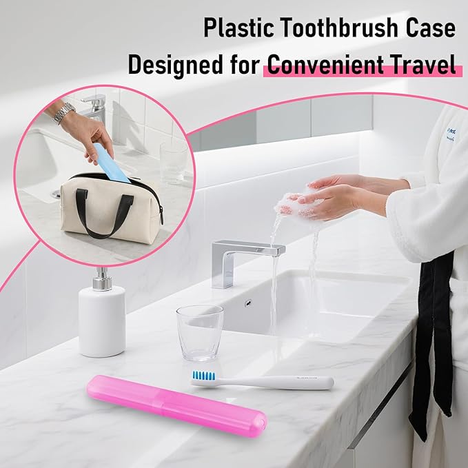 21 PCS Toothbrush Case, 7 Colors Plastic Toothbrush Storage Cases, Multiple Color Travel Toothbrushes Holder, Dust-Proof Portable Toothbrushes Travel Containers for Business Trip Home Camping