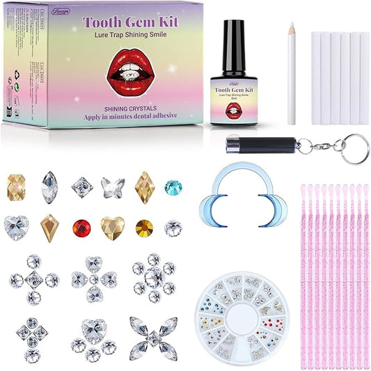 Tpyag Tooth Gem Kit, DIY Crystals Jewelry Kit Teeth Gems Kit, Professional Fashionable Tooth Gems Kit for Teeth, Teeth Jewelry Starter kit, Safe & Easy Application - Long Lasting Sparkle