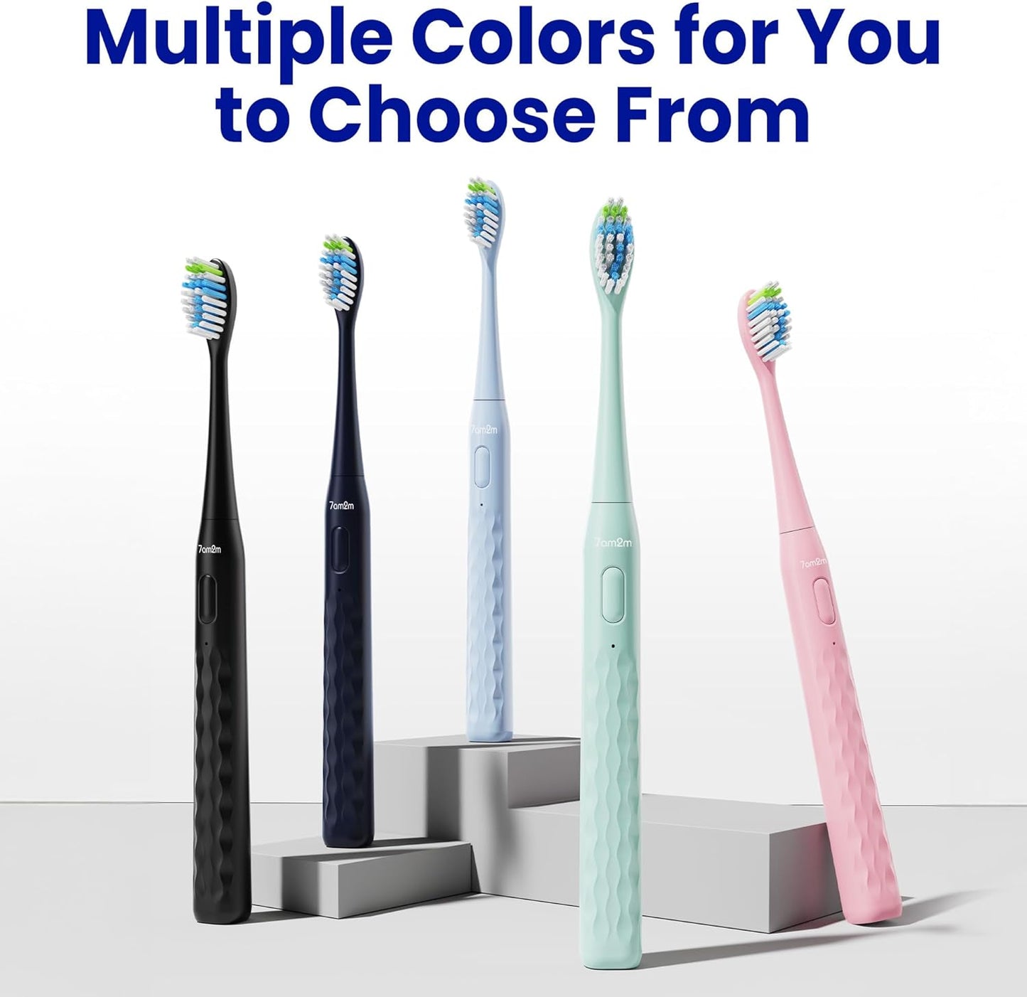 7AM2M Sonic Electric Toothbrush for Adults & Kids, with Travel Case&2 Brush Heads, 1 Charge for 90 Days, Type-C Rechargeable Sonic Toothbrush, Compact Design for Daily/Travel Use - Midnight