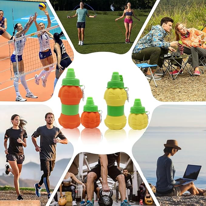 Silicone Folding Water Bottle - 550ml 18oz | BPA-Free, Portable & Lightweight,Water Cups Ideal for Outdoor Hiking & Indoor Sports Travel-Friendly