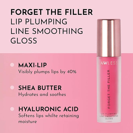 Lawless Women's Forget The Filler Lip Plumper Line Gloss, Juicy Watermelon, Pink, 0.11 Fl Oz (Pack of 1)