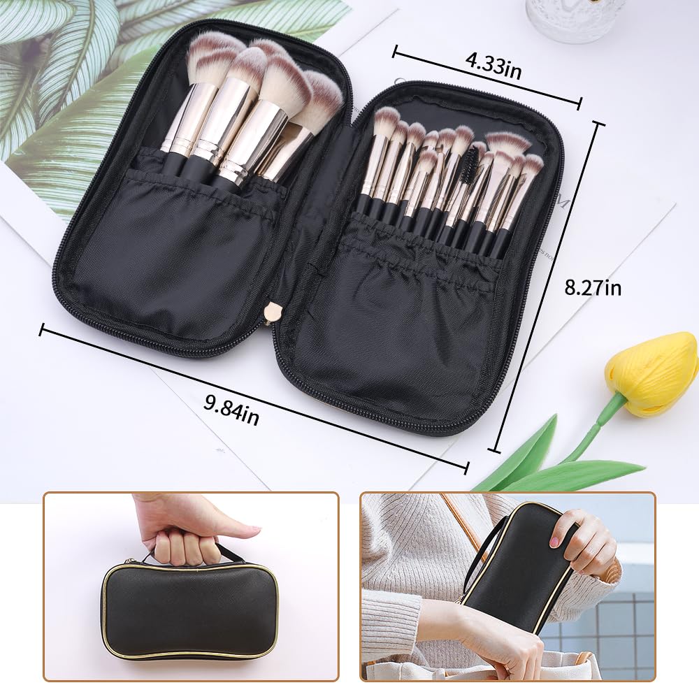 MAGEFY Makeup Brushes, 22 Pcs Professional Premium Synthetic Makeup Brush Set with Case, Foundation Eyeshadow Brush Travel Make up Brushes Set (Blackgold)