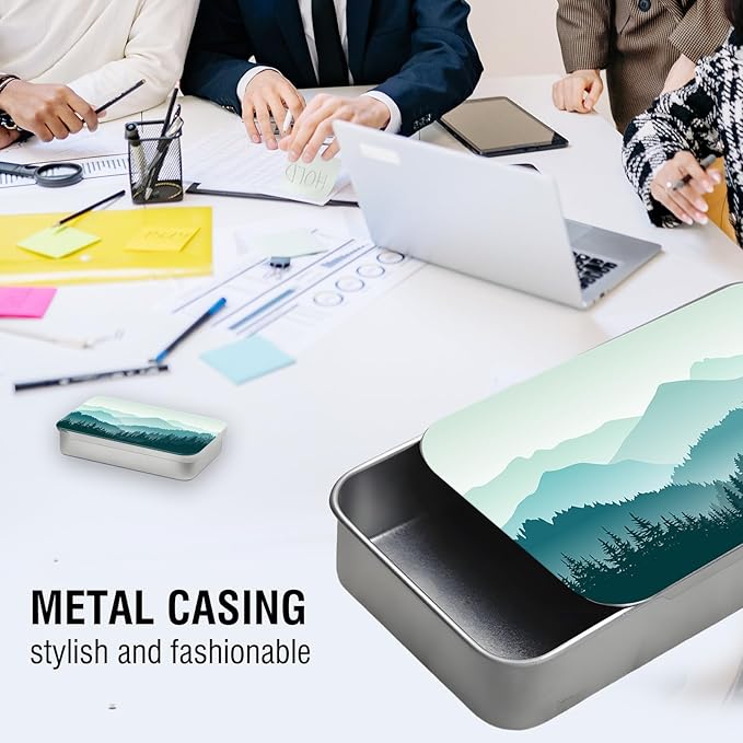 Portable Dental Floss Case, Refillable Cute Travel Floss Dispenser for Men & Women, Pocket Travel Floss Picks Case for Purse, Backpack, Bag Green Mountain Landscape