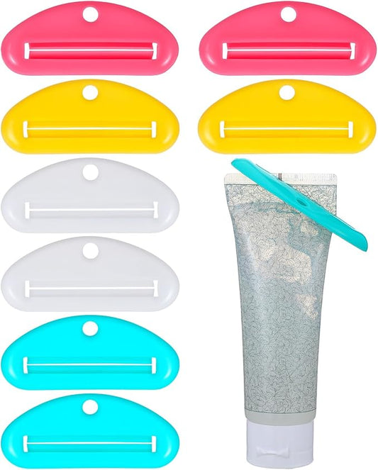 8 Pcs Toothpaste Squeezer Plastic Toothpaste Tube Squeezer Holder Clip Roller Tool for Bathroom Saving Facial Cleanser Creams Paint (Colorful)