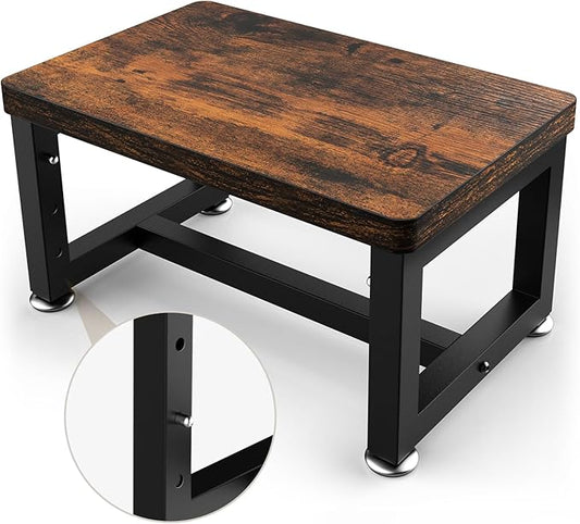 Step Stool, NomNest Height-Adjustable Wooden Step Ladder Metal Foot Stool Small Kitchen Stool Helper for Toddler Adults, Ladder Chair for Home Bedside Bathroom Sink Potty-Black