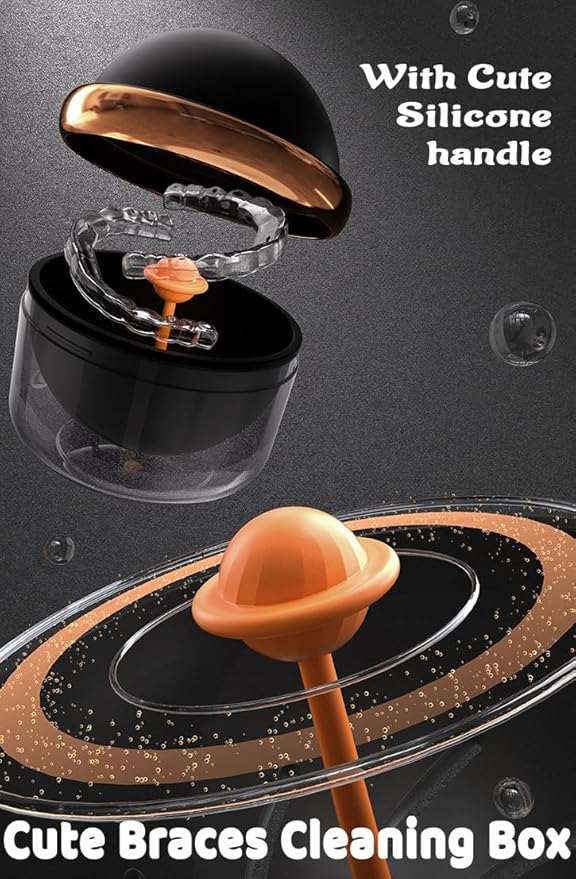 AARAINBOW Large Denture Case with Strainer Basket, Clear Retainer Cleaner and Storage Box for Travel, Mouth Guard Cleaning Case, Braces Holder Cup (Black)