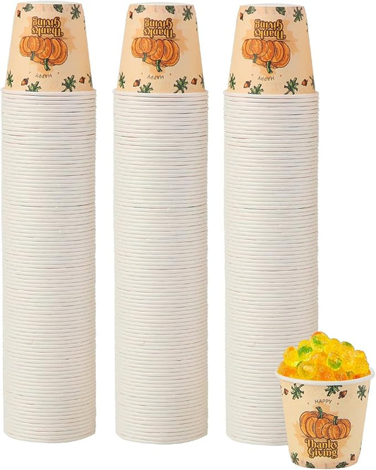 Tamone 300 Pack Thanksgiving Cups 3 oz Bathroom Cups, Small Paper Cups, Mouthwash Cups, Disposable Paper Cups,3oz Pumpkin Paper Cups for Party, Picnic, BBQ, Travel, Home and Event