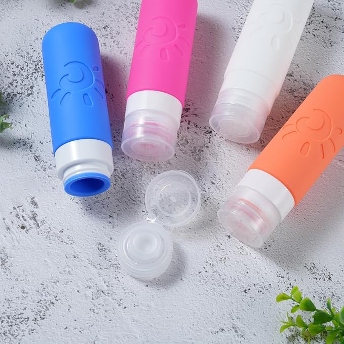Travel Bottles for Toiletries, TSA Approved Travel Containers 3oz Leak Proof Travel Tubs Refillable Liquid Travel Accessories for Shampoo Conditioner Lotion Body Wash(Multicolored D)