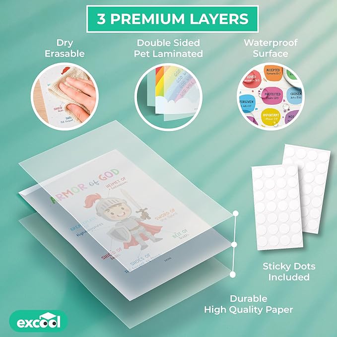 Excool Club Sunday School Decorations For Classroom - 12 Book Of The Bible Posters For Kids, Ten Commandments Fruit Of The Spirit Wall Art, Bible Study Supplies For Christian Classroom Decor (11"x14")