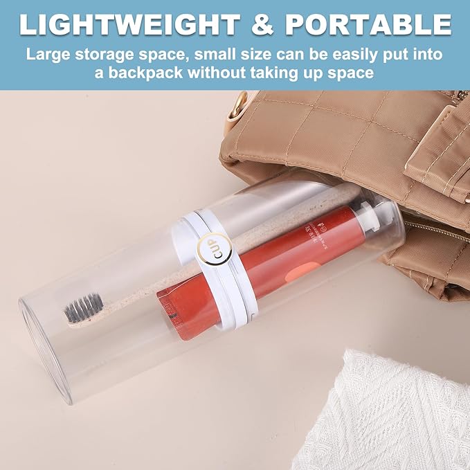 uxcell 1Pcs Travel Toothbrush Case, Portable Travel Toothbrush Holder with Cover, Toothbrush and Toothpaste Container for Bathroom, Gym,Business Trip, Camping (Transparent)