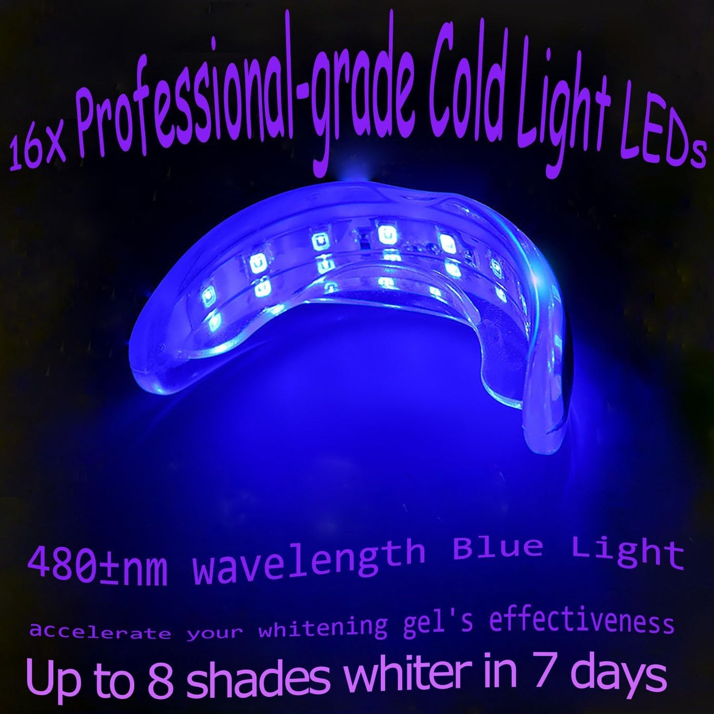 TAWEE Teeth Whitening Kit Safe for Sensitive Teeth & Enamel Wired Tooth whitening Accelerator Light with 16 Blue LED Pure White Teeth Whitener Waterproof