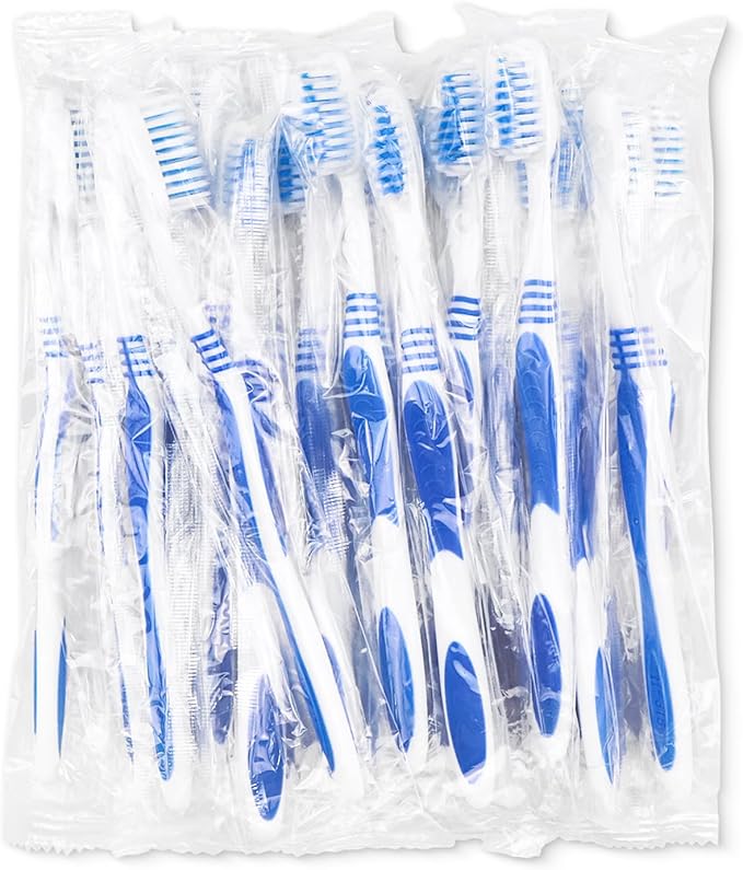 100 Prepasted Disposable Toothbrushes Individually Wrapped Pre Pasted Toothbrushes Soft Bristle Travel Tooth Brush Single Use Wrapped for Hotel, Camping, Travel and Gift for The Homeless