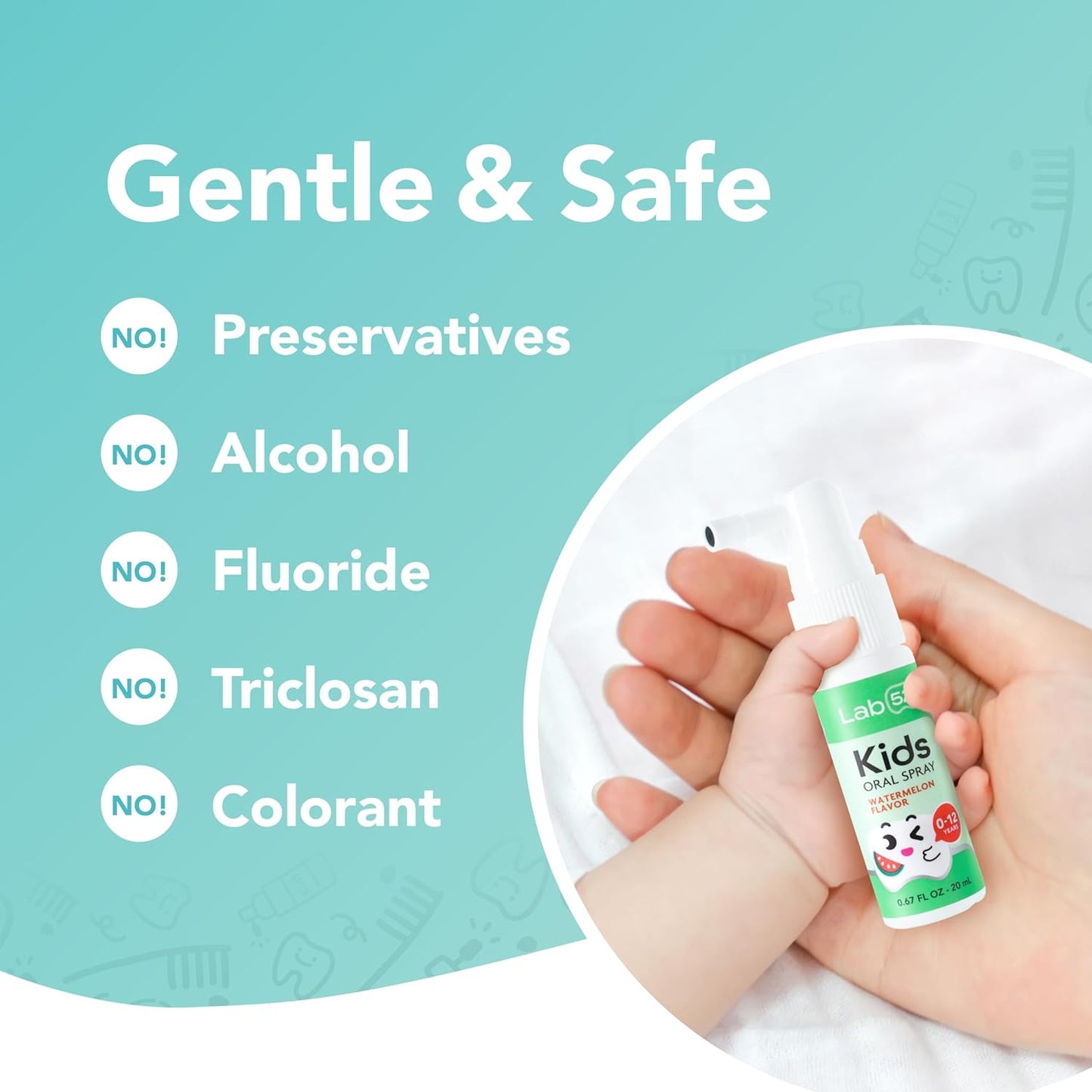 LAB52 Kids Oral Spray, Toddler Toothpaste Helper for Daily Oral Care and Fresh Breath, Children Approved with Fluoride Free for Newborn to Preschoolers, Xylitol (Strawberry & Grape)