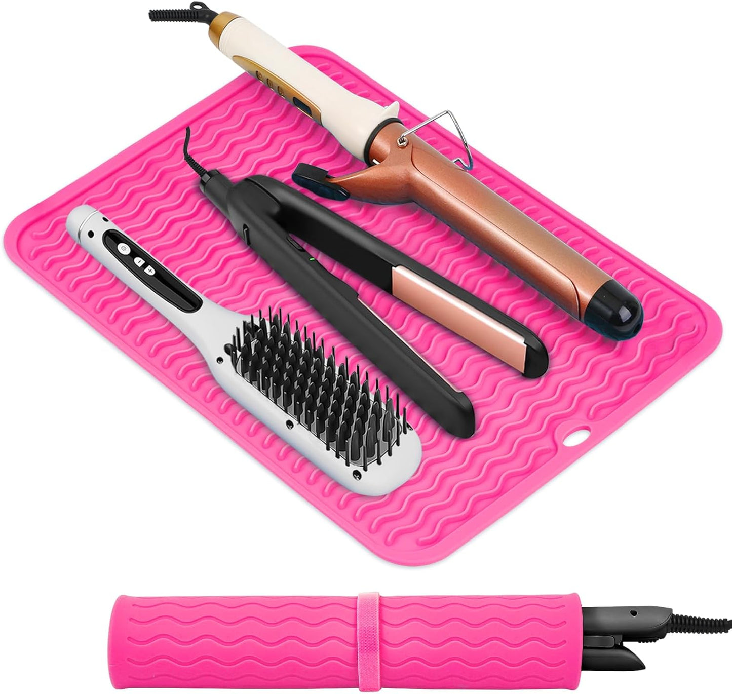 Oversize Silicone Heat Resistant Mat, Portable Travel Mat Cover for Curling Irons, Flat Irons, Hair Straightener and Hot Hair Styling Tools(14.2" x 11")