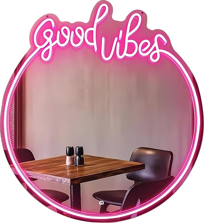 Mirror Neon Sign Neon Wall Art Sign for Wall Decor LED Neon Mirror Light Sign for Girls Room Bedroom Wedding Birthday Party