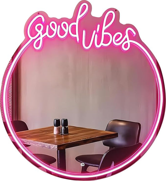 Mirror Neon Sign Neon Wall Art Sign for Wall Decor LED Neon Mirror Light Sign for Girls Room Bedroom Wedding Birthday Party