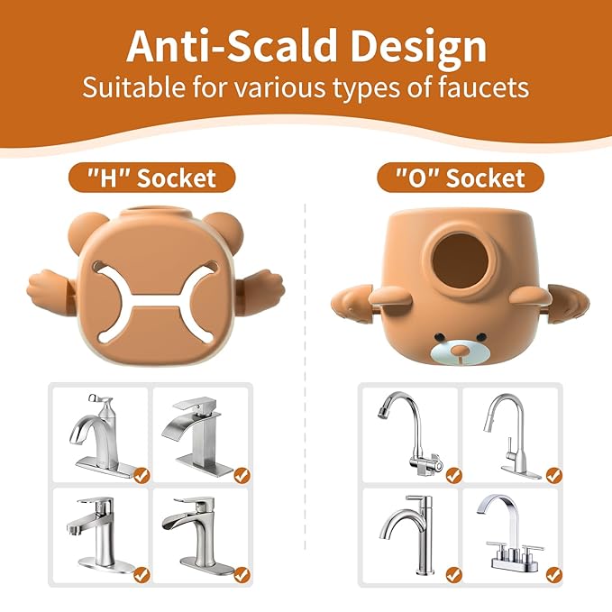 Skyroku Faucet Extender for Toddlers, Sink Extenders with Temperature Sensitive for Kids Hand Washing Sink Faucet Extension,Suitable for Bathroom Sink, Kitchen,Bathtub (Brown)