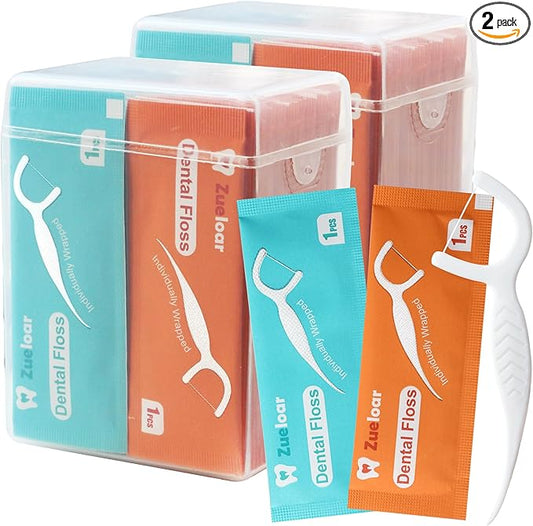 Individually Wrapped Dental Floss Picks, Floss Singles Case,100 Count Tooth Flossers for Travel Hotel Restaurant Party Office Car, Oral Care and Clean Teeth for Adults Kids (100)