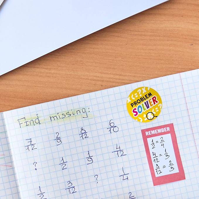 Math Inspired Reward Stickers / 500 Motivational Mathematics League Teacher Worksheet Rewards / 8 Alternating Encouraging Classroom Recognition Designs / 1.5" Elementary Student Award Labels