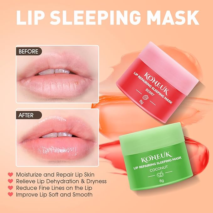 12 Pack Lip Sleeping Mask Set, Overnight Lip Treatment, Nourish and Hydrate Lip Mask With Vitamin C and Coconut Oil, Lip Balm for Dry Lips, Reduce Lip Lines and Improve Lip Color