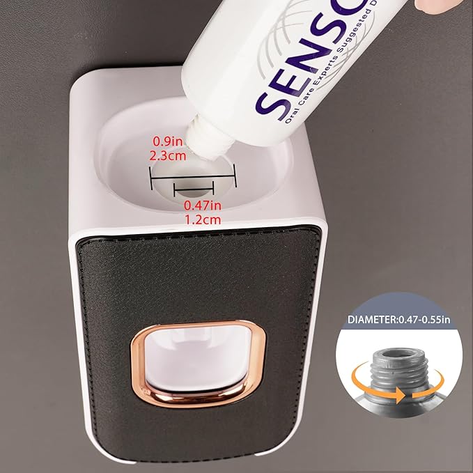 2 Slot Toothbrush Holder and Toothpaste Dispenser Wall Mounted, Automatic Toothpaste Squeezer, 2 in 1 Tooth Brush Toothpaste Organizer for Shower (Black 2Pack)