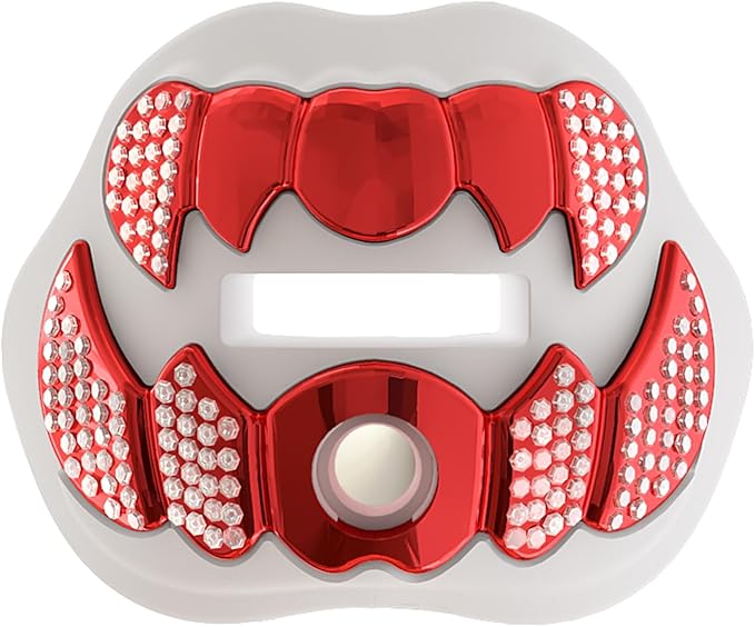 LeCool Football Mouth Guard with Connected Strap- 3D Beast Chrome Adult and Youth Mouth Guard-Mouth Piece for Sports for Maximum Air Flow and Teeth Protection