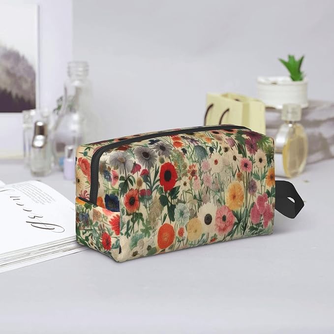 Colorful Floral Toiletry Bag for Women Men Portable Travel Wash Bag Waterproof Gym Shaving Toiletries Cosmetic Organizer Bag, Shower Bathroom Toiletries Accessories Makeup Bag with Handle