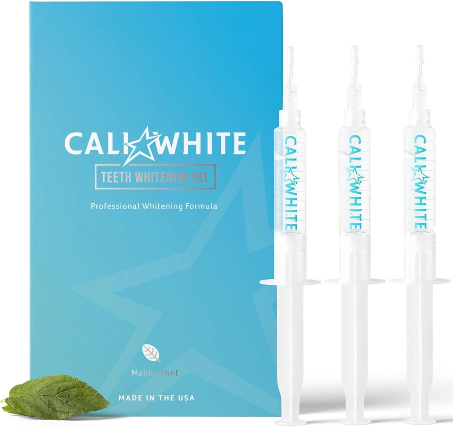 Cali White Teeth Whitening Gel Refills - 35% Carbamide Peroxide Formula - Vegan Organic Tooth Bleach - 3-Piece 5 ml Syringes for Teeth Whitening Kits - Use with UV or LED Light and Trays