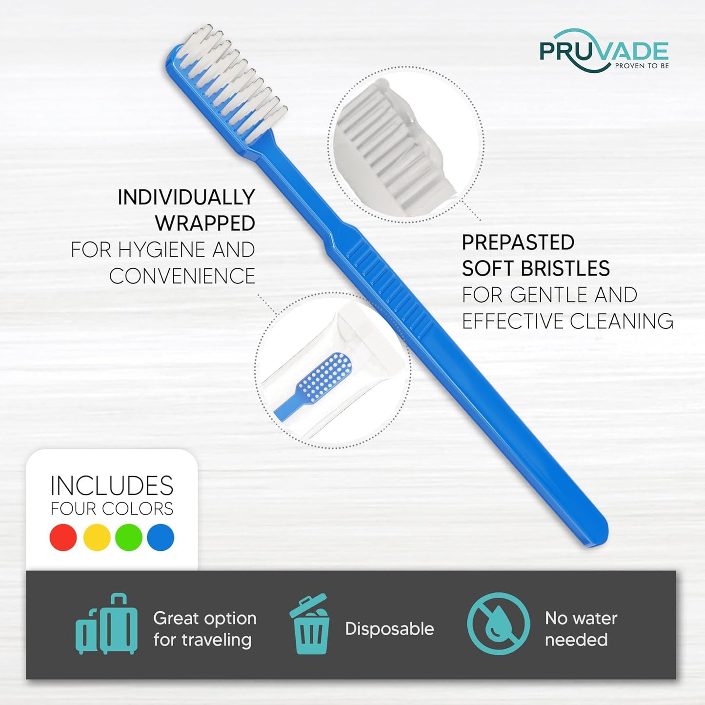 1000 Prepasted Toothbrushes Individually Wrapped - Disposable Toothbrushes with Toothpaste Built in - Single Use Waterless Tooth Brush with Soft Bristles for Hotel, Camping, Travel, Office