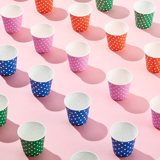 600 Pack 3 oz Paper Cups for Bathroom, Small Mouthwash Cups, Disposable Mini Bathroom Cups, Cold Beverage Drinking Cup for Water Coolers, Party, Home and Office(Dots)