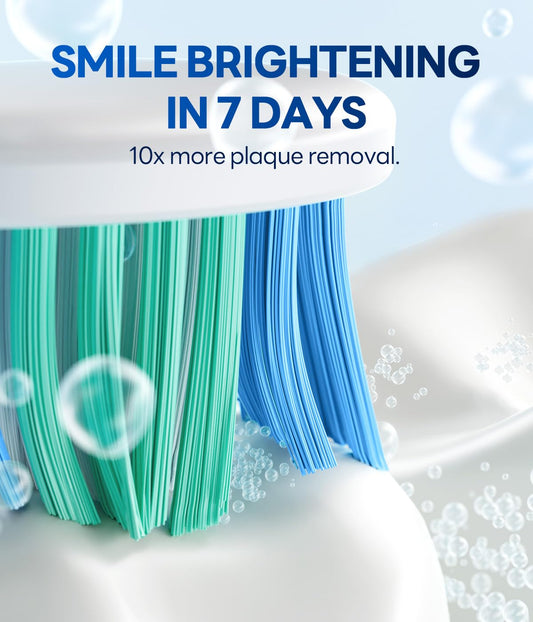 Bymore Electric Toothbrush for Adults,Travel Sonic Toothbrush with 8 Replacement Heads, Ultra Clean RechargeableToothbrush Portable One Charge for 330days 5 Modes 2mins Timer-White