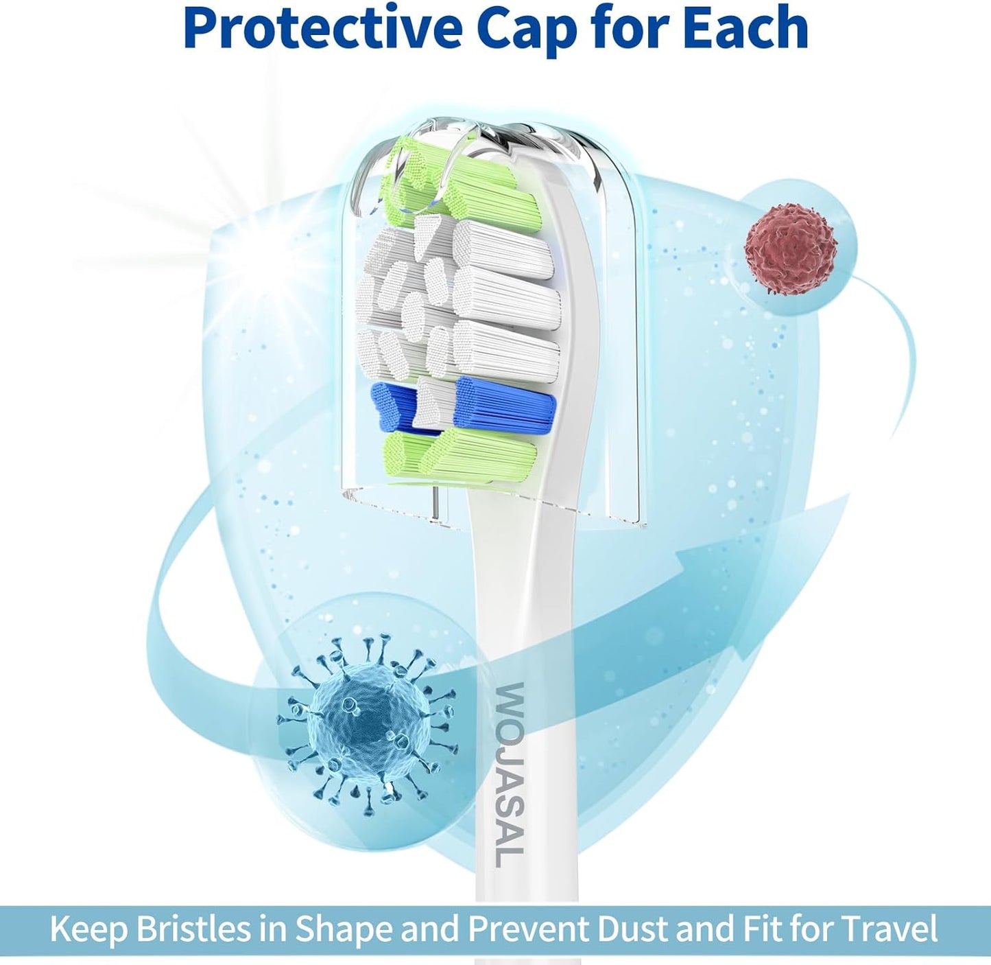 Replacement Toothbrush Brush Heads Compatible with Philips Sonicare Electric Toothbrushes with Click-on System Dupont Bristles for Optimal Plaque Remove, Pack of 10, White