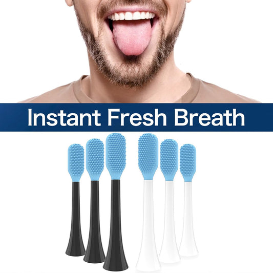 Tongue Scraper Heads for Philips Sonicare Click-On Handles – Gentle & Effective Tongue Cleaner, Fresh Breath, 3 Pack, Replacement Brush Heads (Black, Click-On Handles)