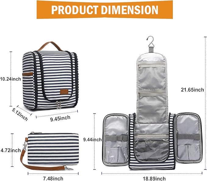 Bosidu Hanging Travel Toiletry Bag,Large Capacity Cosmetic Travel Toiletry Organizer for Women with 4 Compartments & 1 Sturdy Hook,Perfect for Travel/Daily Use/Christmas