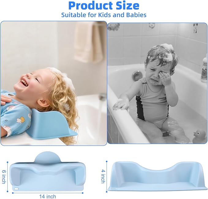 Portable Hair Washing Station for Kids – Soft Silicone Shampoo Basin with Neck Support & Rinse Cup | Fits Sink & Bathtub | Splash-Free Shampoo Buddy Set for Toddlers & Children