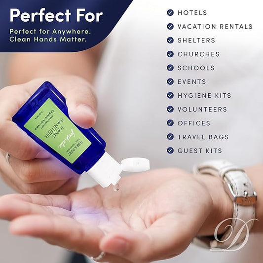 Terra Pure Hotel Hand Sanitizer Gel | Mini Hand Sanitizer Bulk | Alcohol-Free with Organic Aloe Vera | 1oz Bottles