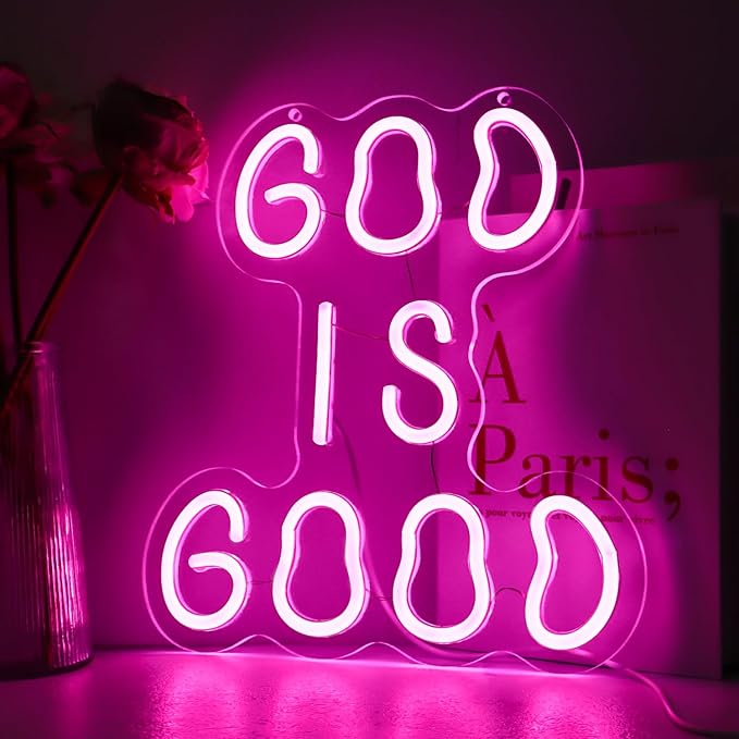 God is Good Neon Light ，Preppy Christian Decor Neon Sign