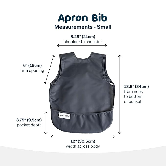 Tiny Twinkle Mess Proof Baby Bib for Boys | Waterproof Toddler Bib for Eating | Baby Apron for Feeding, Machine Washable | Perfect Shower Gift (Charcoal, 6–24M)