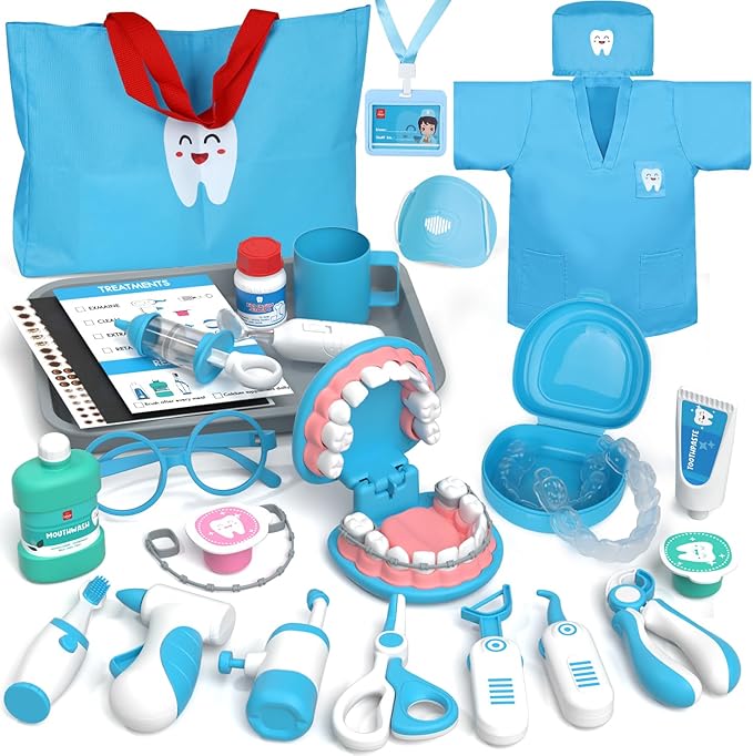 Lehoo Castle Doctor Kit for Toddlers 3-5, Kids Dentist Play Set, Toys for 4+ Year Old Girls Boys, Pretend Play for Toddlers 2-4, Kids Doctor Playset, Medical Kits for Boys 3+
