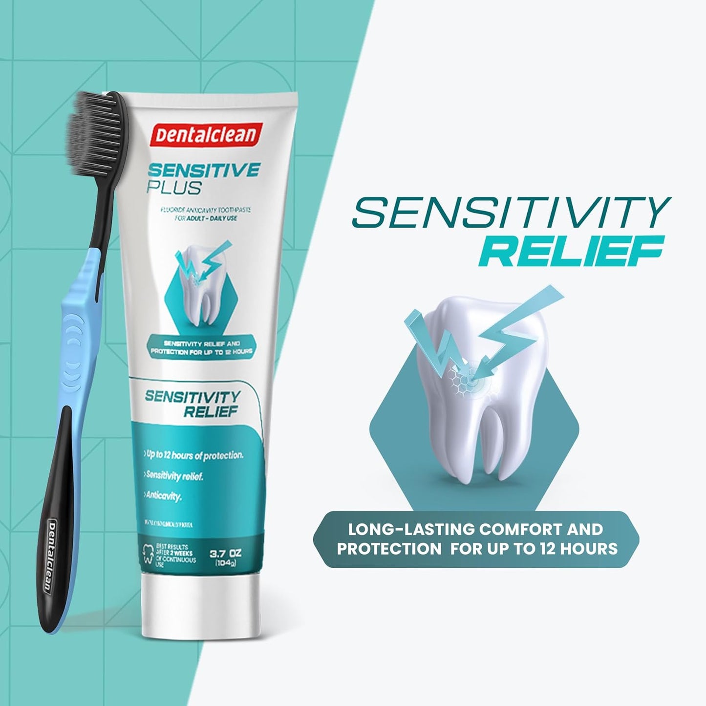 Pack of 4 Toothpaste Gel - Sensitivity Relief - Mild Mint Flavor - Protects Teeth and Reduces Sensitivity - 3.7 oz 104g