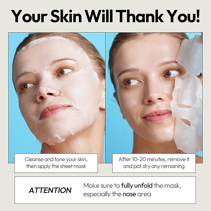 LAPCOS Aqua Sheet Mask, Hydrating Daily Face Mask with Seawater and Plankton Extract to Nourish Skin, Korean Beauty Favorite, 5-Pack