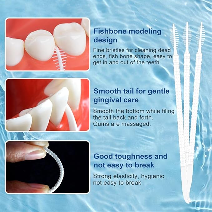 Super Deer 300Count Brushpicks Interdental Toothpicks,Soft Bristle Dental Floss Picks Toothpicks,Helps Removes Plaque and Debris Between Your Teeth (3)