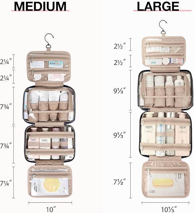 BAGSMART Toiletry Bag Hanging Travel Makeup Organizer with TSA Approved Transparent Cosmetic Bag Makeup Bag for Full Sized Toiletries, Large-Navy