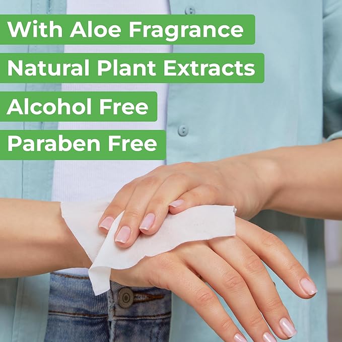 Impossibly Compact Travel Wipes - 99.5% Water - Safe for Sensitive Skin & Hypoallergenic, Resealable, Thick & Durable - For Adults, Kids & Baby Care - Aloe, 10 Pack Total 60 Wipes