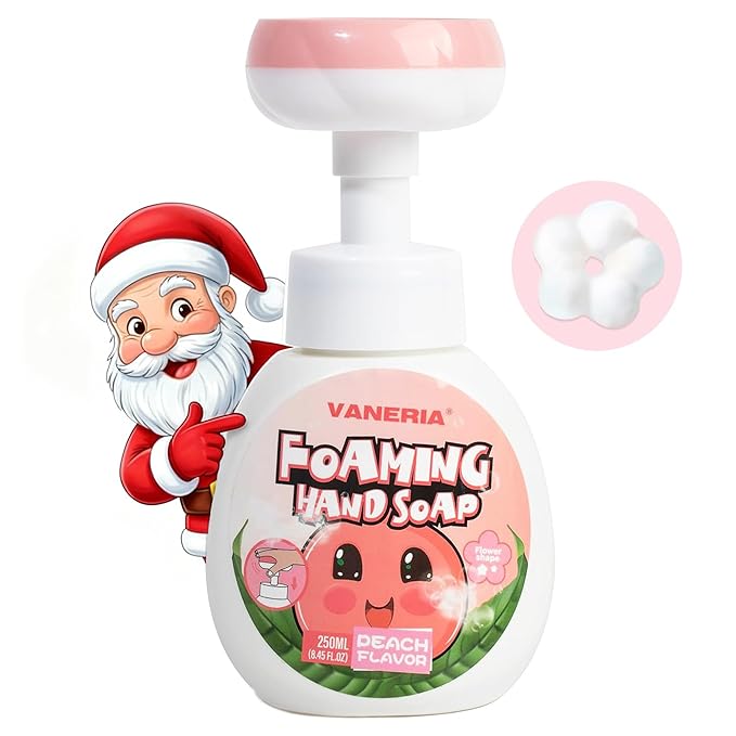 VANERIA Kids Foaming Hand Soap,Flower Stamp,Moisturizing and Gentle Hand Soap for Baby,Kids and Adults with Sensitive Skin 250ml/8.45 Fl Oz