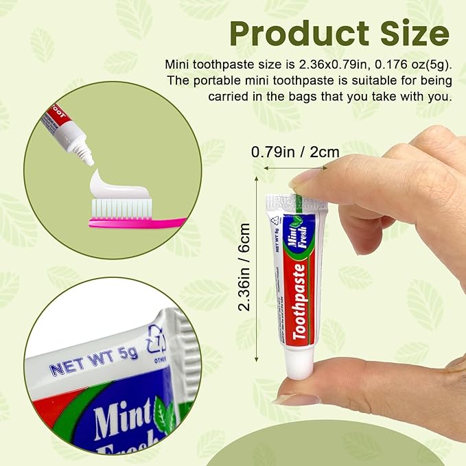30 pcs Travel Size Toothpaste, 0.176 oz Extra Small Toothpaste Bulk for Hotel, Guests, Homeless, Charity, Mint (Mini Size, Only for Single Use)