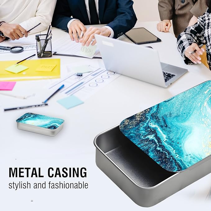 Portable Dental Floss Case, Refillable Cute Travel Floss Dispenser for Men & Women, Pocket Travel Floss Picks Case for Purse, Backpack, Bag Blue Marble